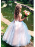 Blush And Soft Blue Glitter Tulle Flower Girl Dress Blush And Soft Blue Glitter Tulle Flower Girl Dress